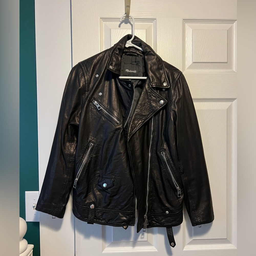 Madewell Washed Leather Oversized Motorcycle Jacket